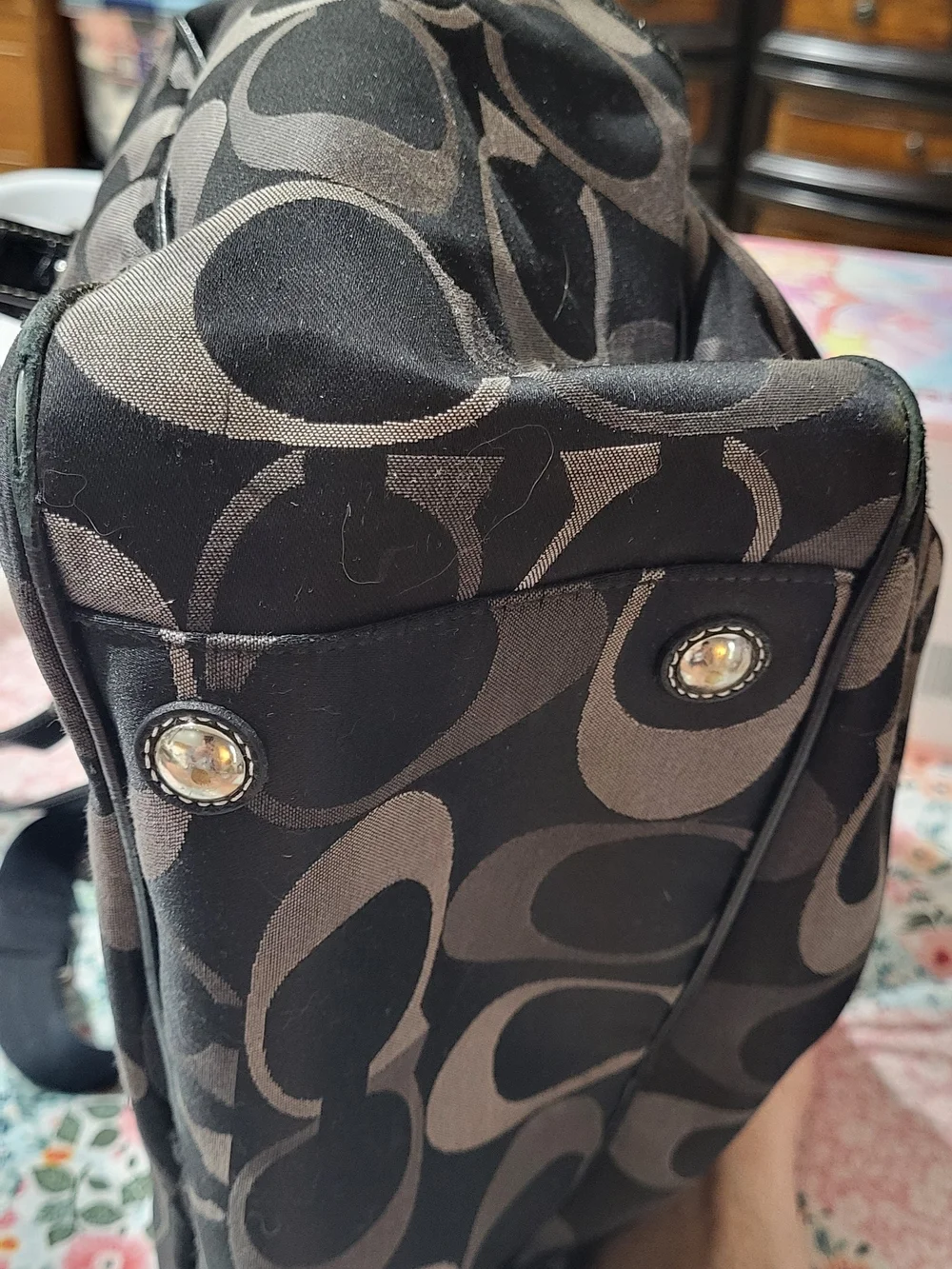 Coach Black and Gray Signature Tote
